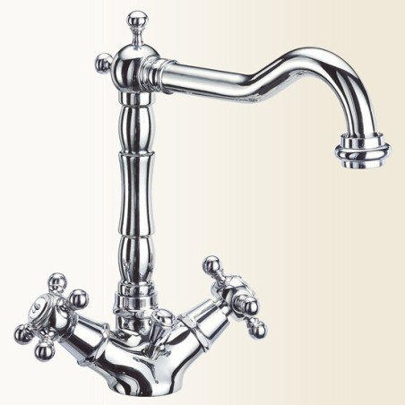 PAPIRO monoforo per lavabo con canna antica finitura nickel spazzolato