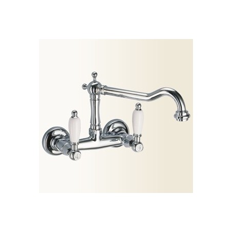 LOTUS Gruppo lavello a parete con canna alta antica finitura vecchio bronzo