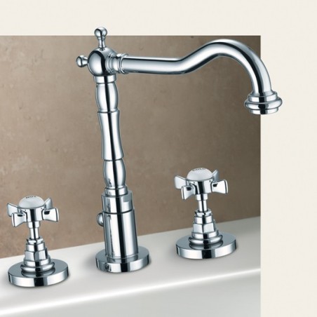 LIVINGSTONE batteria lavabo con canna alta finitura vecchio bronzo