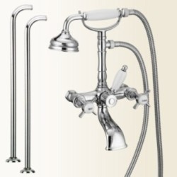 LIVINGSTONE gruppo vasca esterno con colonne da terra finitura nickel