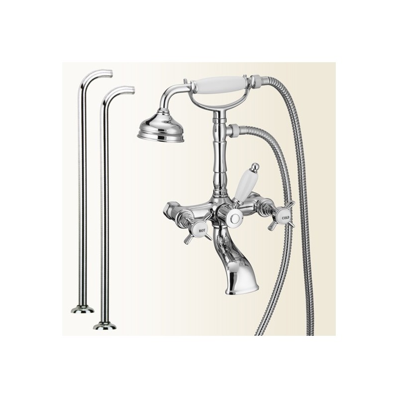 LIVINGSTONE gruppo vasca esterno con colonne da terra finitura nickel