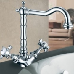 LIVINGSTONE monoforo lavabo con canna alta finitura vecchio rame