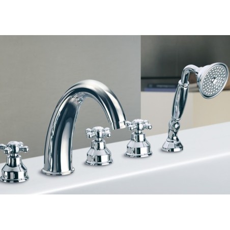 PAPIRO batteria bordo vasca con kit doccia finitura vecchio rame