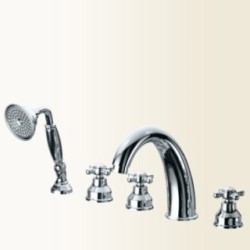 PAPIRO batteria bordo vasca con kit doccia finitura nickel spazzolato