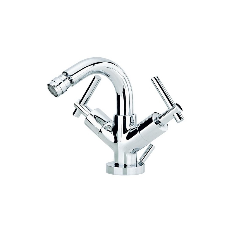 ROAMING MONOLEVA rubinetto monoforo bidet con scarico 1" 1/4 finitura cromo con particolari in legno