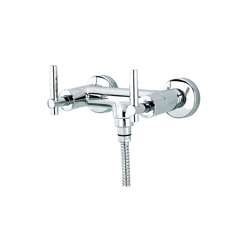 ROAMING MONOLEVA gruppo doccia esterno con kit finitura cromo con particolari in legno