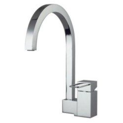 QUADRA rubinetto monocomando lavabo bocca a P alta con scarico click-clack 1"1/4 finitura cromo