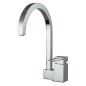 QUADRA rubinetto monocomando lavabo bocca a P alta con scarico click-clack 1"1/4 finitura cromo