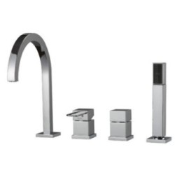 QUADRA batteria monocomando bordo vasca 4 fori canna a P alta finitura cromo