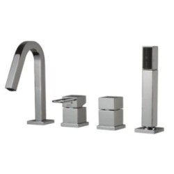 QUADRA batteria monocomando bordo vasca 4 fori canna a P finitura cromo