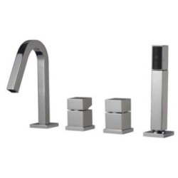 QUADRA batteria monocomando bordo vasca 4 fori canna a P finitura cromo