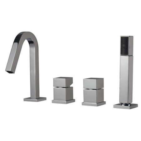 QUADRA batteria monocomando bordo vasca 4 fori canna a P finitura cromo