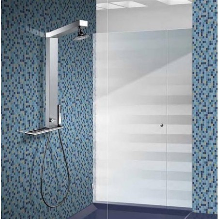 GEMMA pannello doccia senza miscelatore, soffione tondo finitura satinato