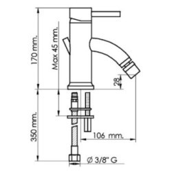 MINIMA rubinetto monocomando bidet con scarico 1" 1/4 finitura cromo