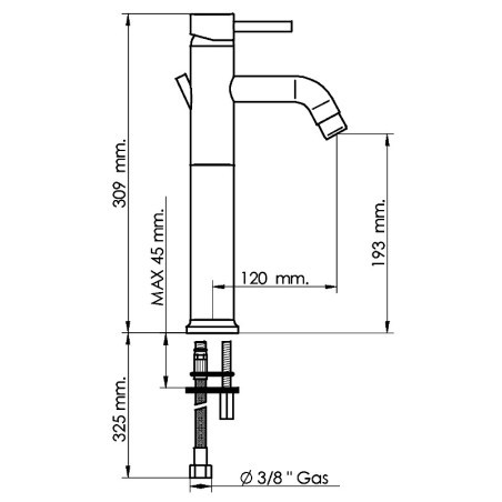 MINIMA rubinetto monocomando lavabo prolungato  con scarico 1" 1/4 finitura cromo
