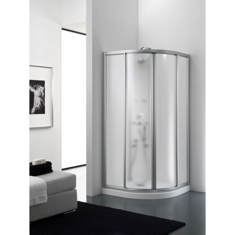 CORIAM Box doccia Circolare scorrevole finitura bianco 80 cm trasparente (misura 78/80-78/80 h.185 raggio 55)