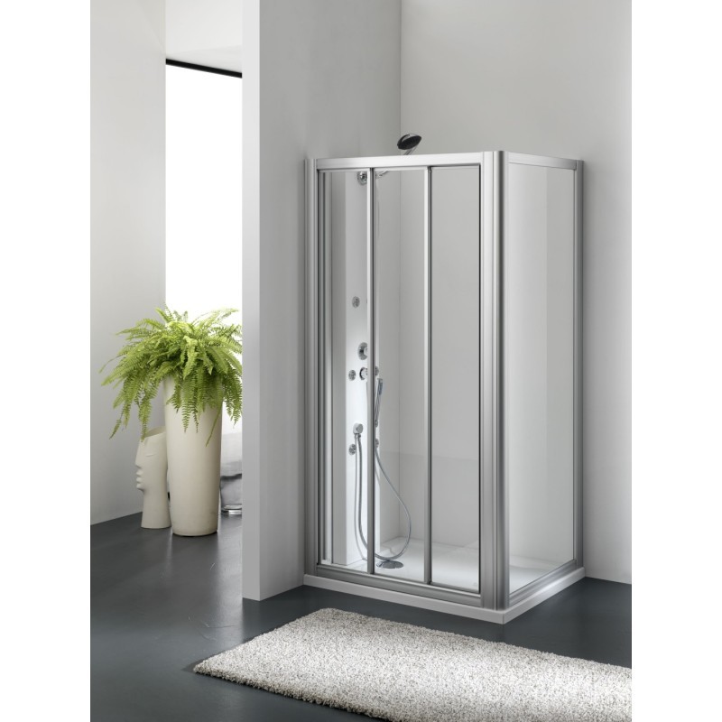 ZENITH DOOR Porta 3 ante scorrevoli finitura argento satinato 100 cm trasparente (misura 94/100 h.185)
