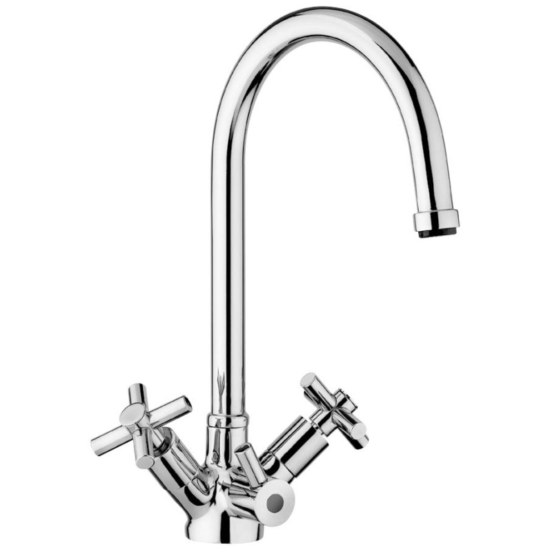 IDEALAQUA miscelatore lavello cucina a 3 vie separate finitura cromo