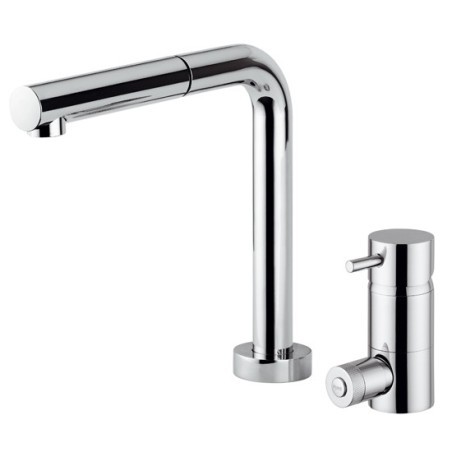 IDEALAQUA miscelatore cucina a 3 vie canna abbattibile finitura cromo