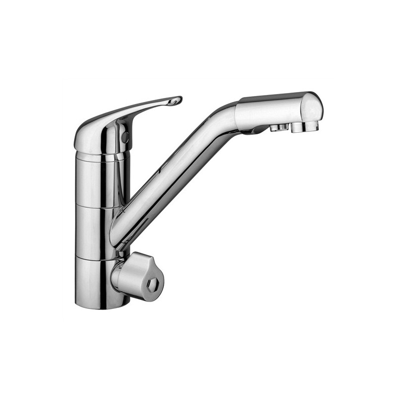 IDEALAQUA Miscelatore per lavello cucina a 3 vie separate finitura nickel spazzolato
