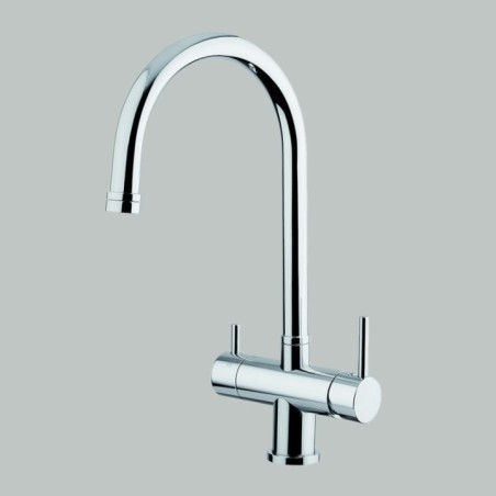 IDEALAQUA miscelatore cucina a 3 vie separate finitura nickel spazzolato