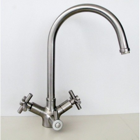 IDEALAQUA miscelatore lavello cucina a 3 vie separate finitura nickel spazzolato
