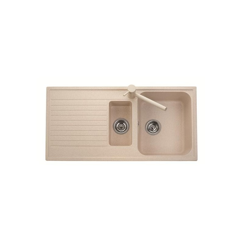 ATLANTIC 99.15 Lavello cucina a due vasche più scolapiatti finitura micro ultragranit 70 black matt