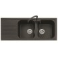ATLANTIC 116.20 Lavello cucina a due vasche più scolapiatti finitura micro ultragranit 95 nero ebony
