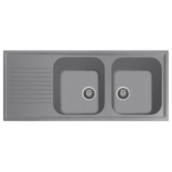 ATLANTIC 116.20 Lavello cucina a due vasche più scolapiatti finitura micro ultragranit 90 bianco opale