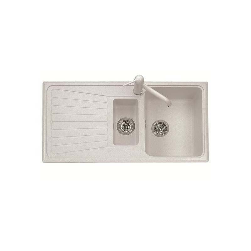 SPAZIO 99.15 Lavello cucina a due vasche più scolapiatti finitura micro ultragranit 95 nero ebony