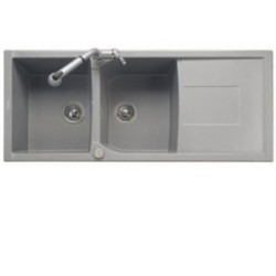 CORAX 116.20 Lavello cucina a due vasche più scolapiatti finitura micro ultragranit 58 bianco latte