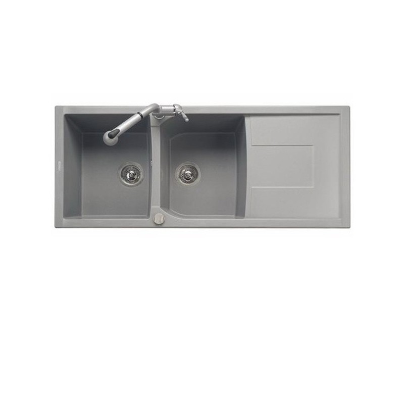 CORAX 116.20 Lavello cucina a due vasche più scolapiatti finitura micro ultragranit 94 avena