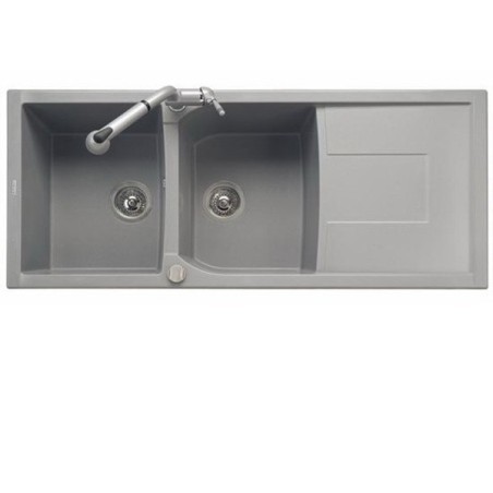 CORAX 116.20 Lavello cucina a due vasche più scolapiatti finitura ultrametal  44 nero