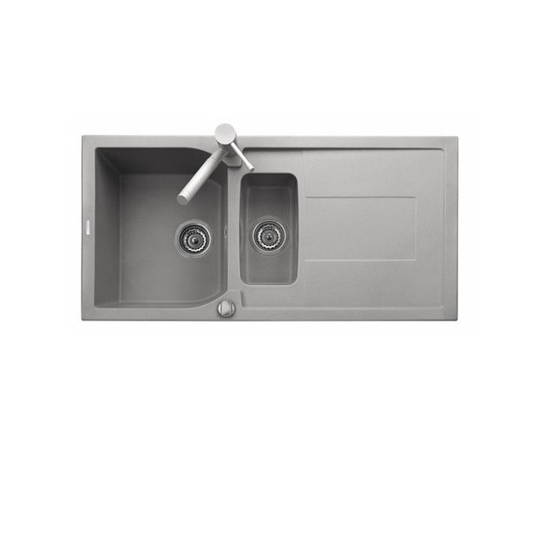 CORAX 99.15 Lavello cucina a due vasche più scolapiatti finitura micro ultragranit 70 black matt