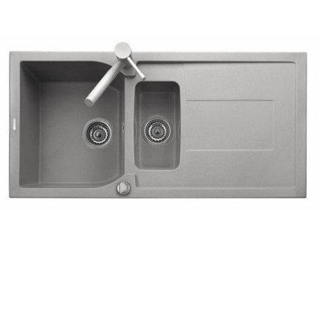 CORAX 99.15 Lavello cucina a due vasche più scolapiatti finitura micro ultragranit 95 nero ebony