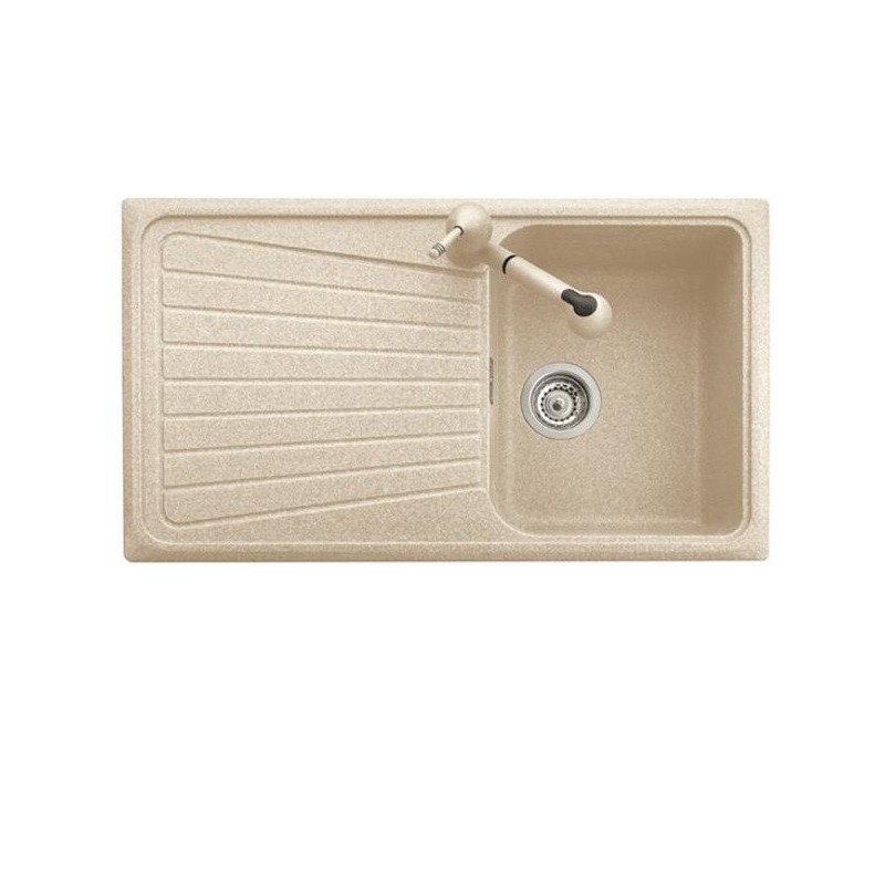 SPAZIO 86.10 Lavello cucina ad una vasca più scolapiatti finitura microultragranit 70 black matt