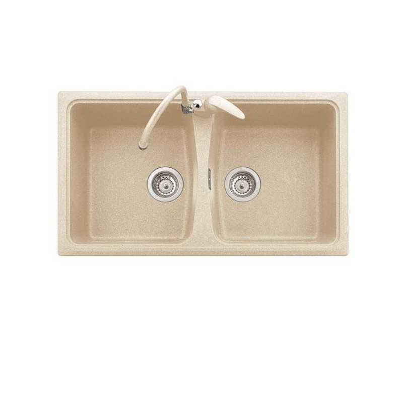 SPAZIO 86.20 Lavello cucina a due vasche finitura ultraquartz colori tradizionali 66 terra di francia