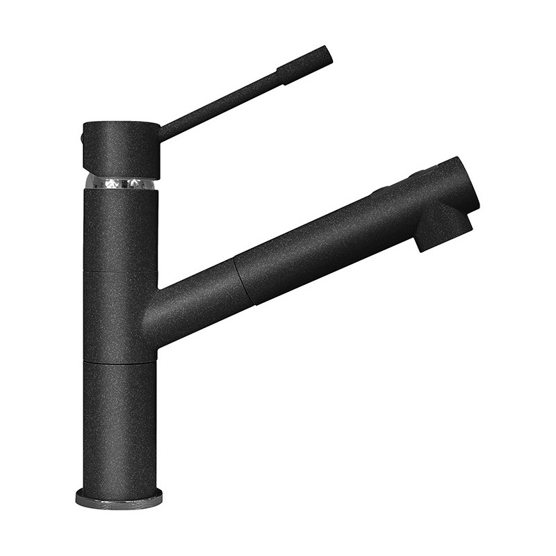 TIZMIXEXT miscelatore monocomando con doccia estraibile finitura cromo/micro ultragranit 70 black matt