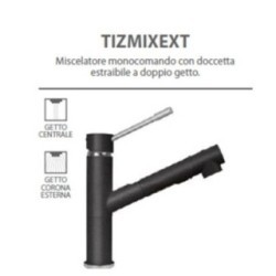 TIZMIXEXT miscelatore monocomando con doccia estraibile finitura cromo/ultrametal 42 titanio