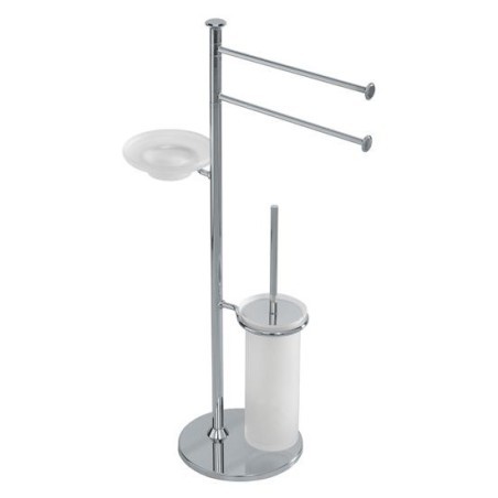 CLASSICA Piantana con elementi mobili - 2 porta salviette, porta sapone e scopino -