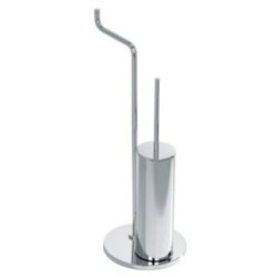 ZENITH Porta scopino cilindrico di appoggio in ottone cromato con porta rotolo