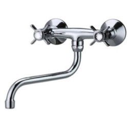 BIJOU gruppo lavello a parete bocca a S diam.18 finitura cromo