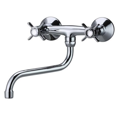 BIJOU gruppo lavello a parete bocca a S diam.18 finitura cromo