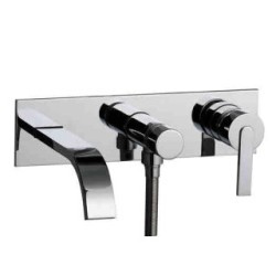 FILO gruppo vasca incasso con deviatore a pulsante, flex e doccetta, finitura cromo