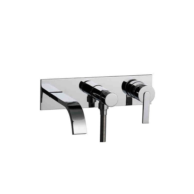 FILO gruppo vasca incasso con deviatore a pulsante, flex e doccetta, finitura cromo