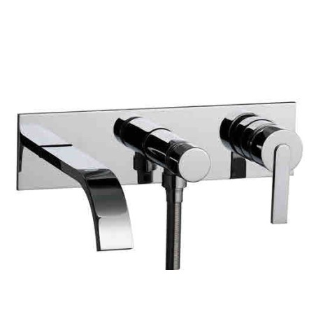 FILO gruppo vasca incasso con deviatore a pulsante, flex e doccetta, finitura cromo