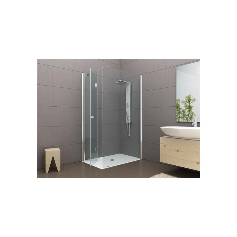 PANORAMA Box doccia Angolare fix+soffietto cm 140x70 finitura cromo lucido (misura 68/70-138/140 h.200)