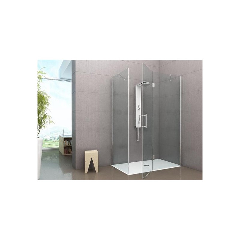 PANORAMA Box doccia Angolare fix+porta battente cm 80x120 finitura cromo lucido (misura 78/80-118/120 h.200)