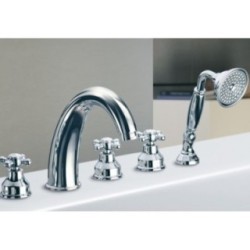 PAPIRO batteria bordo vasca con kit doccia finitura oro