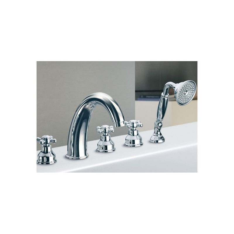 PAPIRO batteria bordo vasca con kit doccia finitura oro